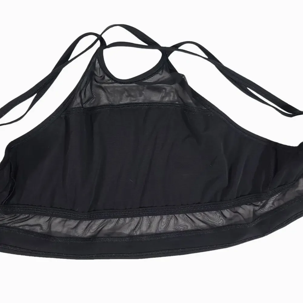 PINK Victoria's Secret Sport Bralette Cross Strap Mesh Back Close Black Large - Picture 3 of 10